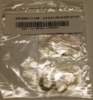 Shim washer 12 x 18 mm - 0,2/0,3/0,5/1,0 mm DIN 988PS (Set of 6)